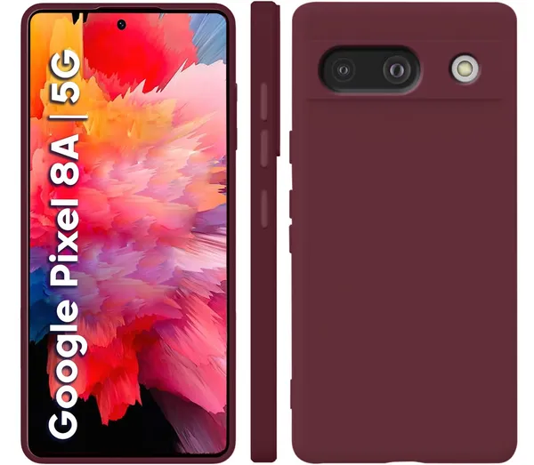 TRUEUPGRADE_Liquid_Silicone_Designed_Back_Case_Cover_for_Google_Pixel_8A_|_Microfiber_Inside,_Full_Protection_|_Bumper_Back_Cover_Case_for_Google_Pixel_8A_-_Wine
