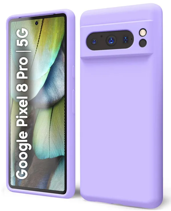 TRUEUPGRADE_Liquid_Silicone_Designed_Back_Case_Cover_for_Google_Pixel_8_Pro_|_Microfiber_Inside_|_Bumper_Back_Cover_Case_for_Google_Pixel_8_Pro_-_Light_Purple