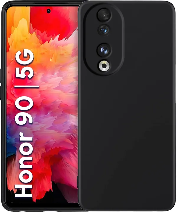 TRUEUPGRADE_Liquid_Silicone_Designed_Back_Case_Cover_for_Honor_90_5G_|_Microfiber_Inside,_Full_Protection_|_Bumper_Back_Cover_Case_for_Honor_90_5G_-_Black