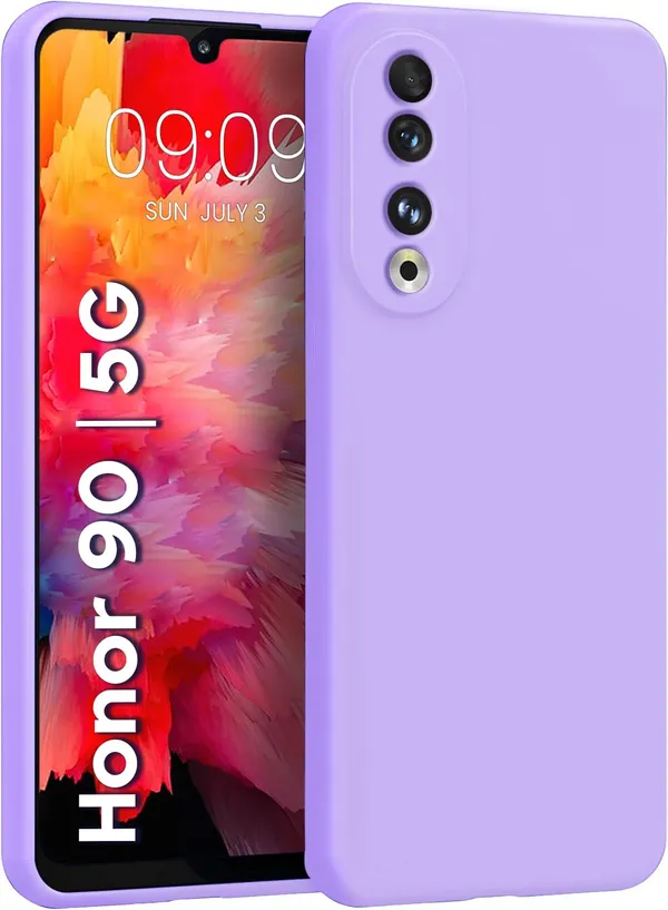 TRUEUPGRADE_Liquid_Silicone_Designed_Back_Case_Cover_for_Honor_90_5G_|_Microfiber_Inside,_Full_Protection_|_Bumper_Back_Cover_Case_for_Honor_90_5G_-_Light_Purple