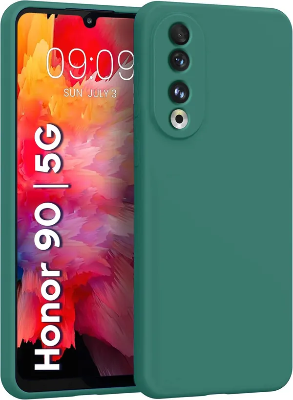 TRUEUPGRADE_Compatible_with_Honor_90_5G_Back_Cover_Case,_Liquid_Silicone_Cover,_Full_Body_Protective_Cover,_Shockproof,_Slim_Phone_Cover,_Anti-Scratch_Soft_Microfiber_Lining_-_Green