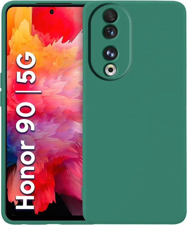 TRUEUPGRADE_Compatible_with_Honor_90_5G_Back_Cover_Case,_Liquid_Silicone_Cover,_Full_Body_Protective_Cover,_Shockproof,_Slim_Phone_Cover,_Anti-Scratch_Soft_Microfiber_Lining_-_Green