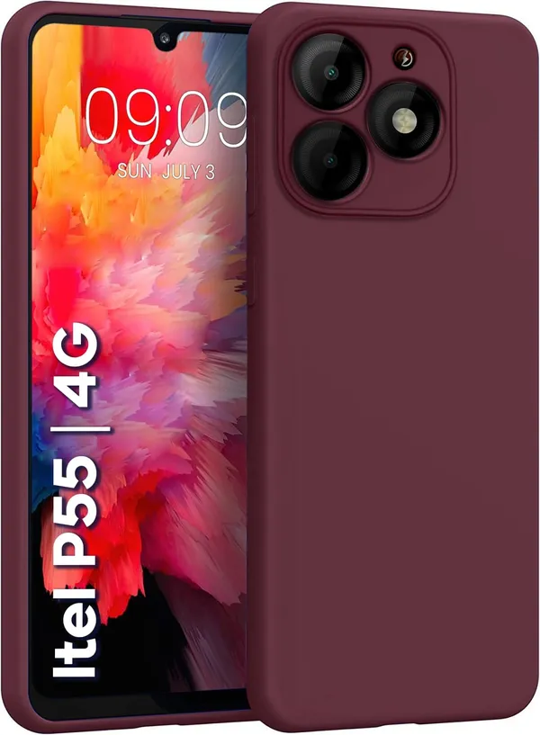 Itel_P55_4G_Wine_Silicone_Protective_Back_Case_Cover