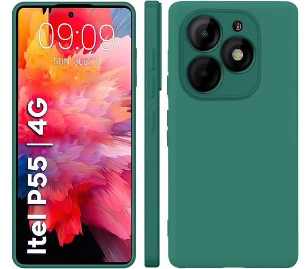 TRUEUPGRADE_Compatible_with_Itel_P55_4G_Back_Cover_Case,_Liquid_Silicone_Cover,_Full_Body_Protective_Cover,_Shockproof,_Slim_Phone_Cover,_Anti-Scratch_Soft_Microfiber_Lining_-_Green