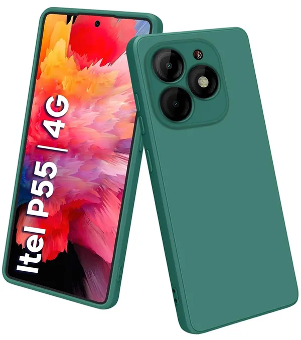 TRUEUPGRADE_Compatible_with_Itel_P55_4G_Back_Cover_Case,_Liquid_Silicone_Cover,_Full_Body_Protective_Cover,_Shockproof,_Slim_Phone_Cover,_Anti-Scratch_Soft_Microfiber_Lining_-_Green
