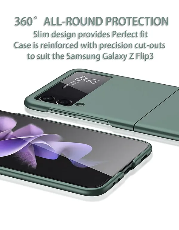 Samsung_Galaxy_Z_Flip_3_5G_2021_Matt_Green_Plastic_Protective_Back_Case_Cover
