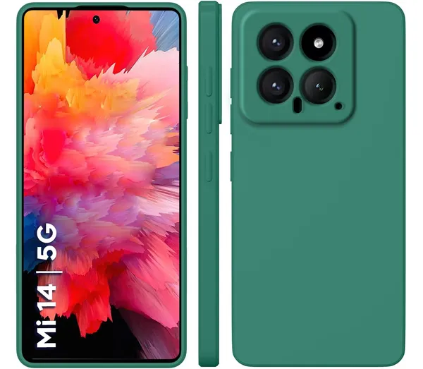 TRUEUPGRADE_Compatible_with_Xiaomi_Mi_14_5G_Back_Cover_Case,_Liquid_Silicone_Cover,_Full_Body_Protective_Cover,_Shockproof,_Slim_Phone_Cover,_Anti-Scratch_Soft_Microfiber_Lining_-_Green