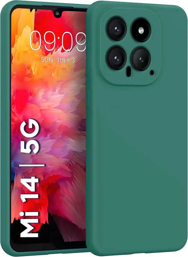 TRUEUPGRADE_Compatible_with_Xiaomi_Mi_14_5G_Back_Cover_Case,_Liquid_Silicone_Cover,_Full_Body_Protective_Cover,_Shockproof,_Slim_Phone_Cover,_Anti-Scratch_Soft_Microfiber_Lining_-_Green