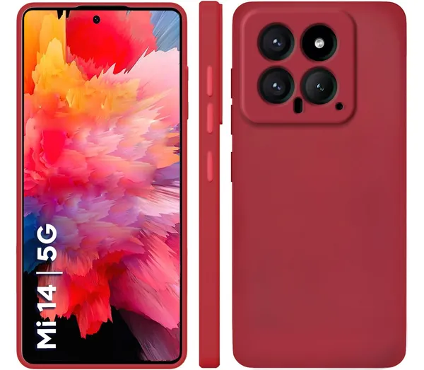TRUEUPGRADE_Compatible_with_Xiaomi_Mi_14_5G_Back_Cover_Case,_Liquid_Silicone_Cover,_Full_Body_Protective_Cover,_Shockproof,_Slim_Phone_Cover,_Anti-Scratch_Soft_Microfiber_Lining_-_Wine