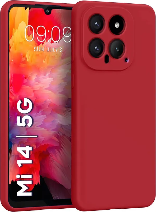 TRUEUPGRADE_Compatible_with_Xiaomi_Mi_14_5G_Back_Cover_Case,_Liquid_Silicone_Cover,_Full_Body_Protective_Cover,_Shockproof,_Slim_Phone_Cover,_Anti-Scratch_Soft_Microfiber_Lining_-_Wine