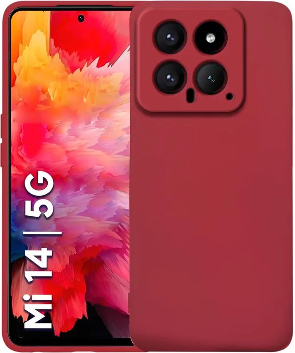 TRUEUPGRADE_Compatible_with_Xiaomi_Mi_14_5G_Back_Cover_Case,_Liquid_Silicone_Cover,_Full_Body_Protective_Cover,_Shockproof,_Slim_Phone_Cover,_Anti-Scratch_Soft_Microfiber_Lining_-_Wine