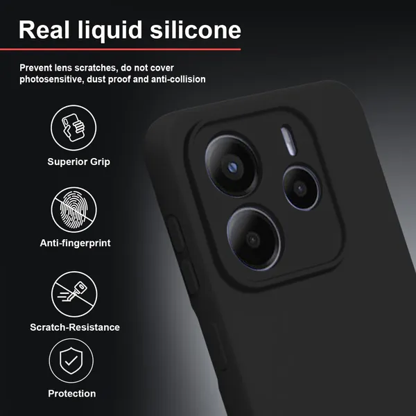 TRUEUPGRADE_Compatible_with_Mi_Redmi_Note_14_5G_Back_Cover_Case,_Liquid_Silicone_Cover,_Full_Body_Protective_Cover,_Shockproof,_Anti-Scratch_Soft_Microfiber_Lining_-_Black