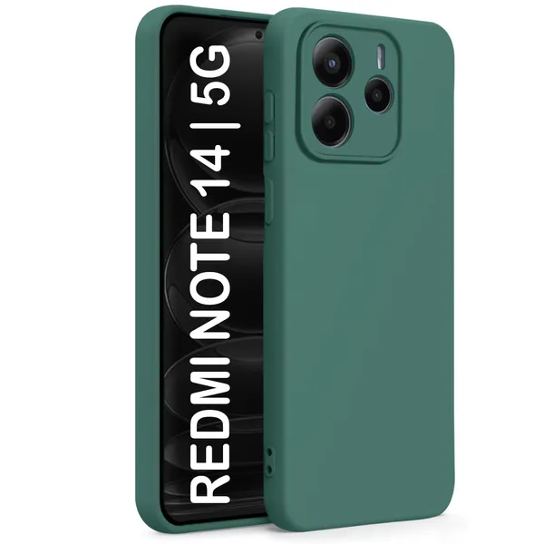 TRUEUPGRADE_Compatible_with_Mi_Redmi_Note_14_5G_Back_Cover_Case,_Liquid_Silicone_Cover,_Full_Body_Protective_Cover,_Shockproof,_Anti-Scratch_Soft_Microfiber_Lining_-_Green