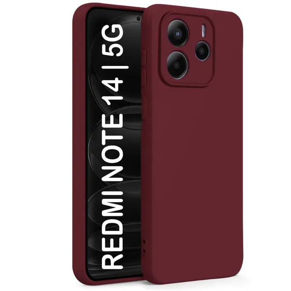 TRUEUPGRADE_Compatible_with_Mi_Redmi_Note_14_5G_Back_Cover_Case,_Liquid_Silicone_Cover,_Full_Body_Protective_Cover,_Shockproof,_Anti-Scratch_Soft_Microfiber_Lining_-_Wine