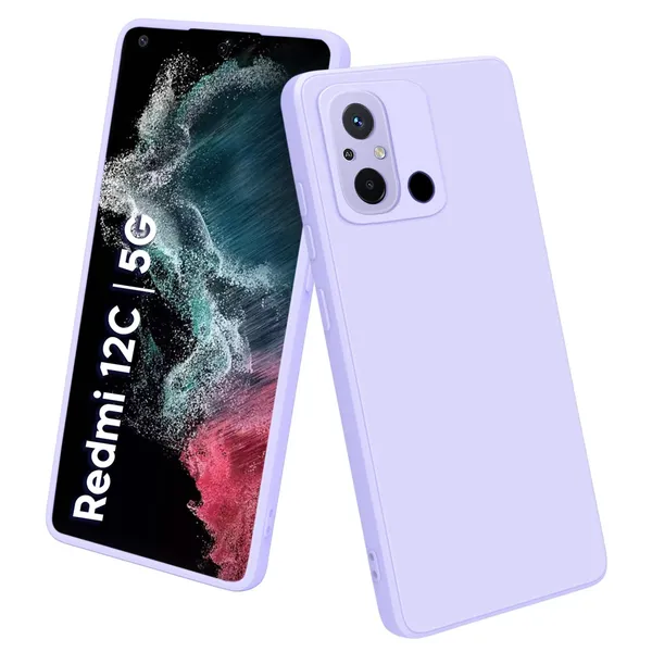 TRUEUPGRADE_Liquid_Silicone_Designed_Back_Case_Cover_for_Mi_Redmi_12C_|_Microfiber_Inside_|_Bumper_Back_Cover_Case_for_Mi_Redmi_12C_-_Light_Purple