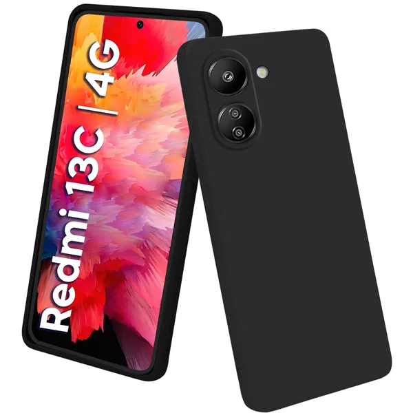 TRUEUPGRADE_Liquid_Silicone_Designed_Back_Case_Cover_for_Mi_Redmi_13C_4G_/_Poco_C65_|_Microfiber_Inside,_Full_Protection_|_Bumper_Back_Cover_Case_for_Mi_Redmi_13C_4G_/_Poco_C65_-_Black