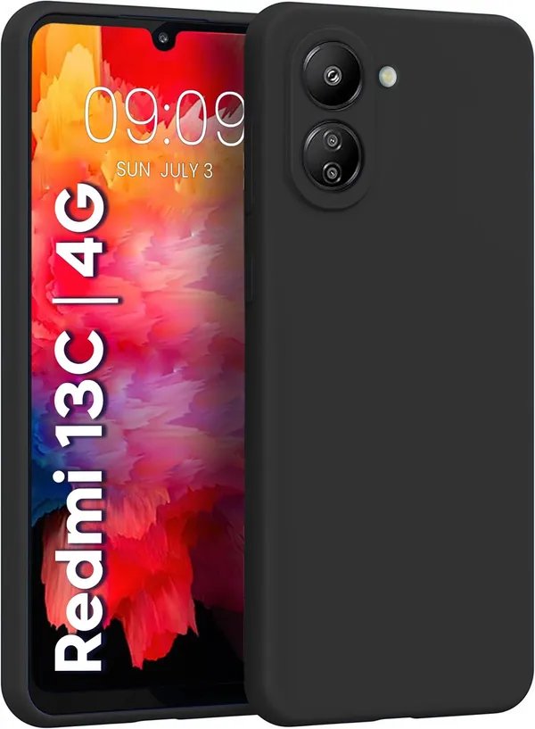 TRUEUPGRADE_Liquid_Silicone_Designed_Back_Case_Cover_for_Mi_Redmi_13C_4G_/_Poco_C65_|_Microfiber_Inside,_Full_Protection_|_Bumper_Back_Cover_Case_for_Mi_Redmi_13C_4G_/_Poco_C65_-_Black