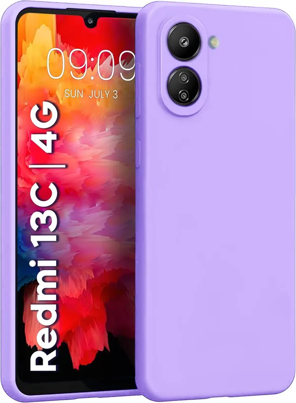 TRUEUPGRADE_Liquid_Silicone_Designed_Back_Case_Cover_for_Mi_Redmi_13C_4G_/_Poco_C65_|_Microfiber_Inside,_Full_Protection_|_Bumper_Back_Cover_Case_for_Mi_Redmi_13C_4G_/_Poco_C65_-_Light_Purple