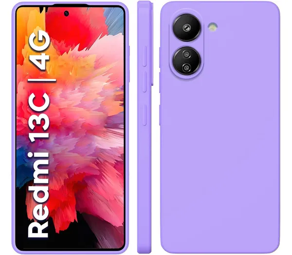 TRUEUPGRADE_Liquid_Silicone_Designed_Back_Case_Cover_for_Mi_Redmi_13C_4G_/_Poco_C65_|_Microfiber_Inside,_Full_Protection_|_Bumper_Back_Cover_Case_for_Mi_Redmi_13C_4G_/_Poco_C65_-_Light_Purple