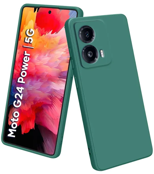 TRUEUPGRADE_Liquid_Silicone_Designed_Back_Case_Cover_for_Motorola_Moto_G24_Power_|_Microfiber_Inside,_Full_Protection_|_Bumper_Back_Cover_Case_for_Motorola_Moto_G24_Power_-_Green