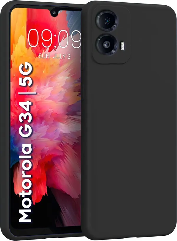 TRUEUPGRADE_Liquid_Silicone_Designed_Back_Case_Cover_for_Motorola_G34_5G_|_Microfiber_Inside_|_Bumper_Back_Cover_Case_for_Motorola_G34_5G_-_Black