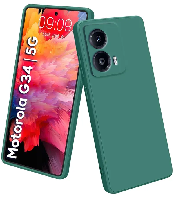TRUEUPGRADE_Liquid_Silicone_Designed_Back_Case_Cover_for_Motorola_G34_5G_|_Microfiber_Inside_|_Bumper_Back_Cover_Case_for_Motorola_G34_5G_-_Green
