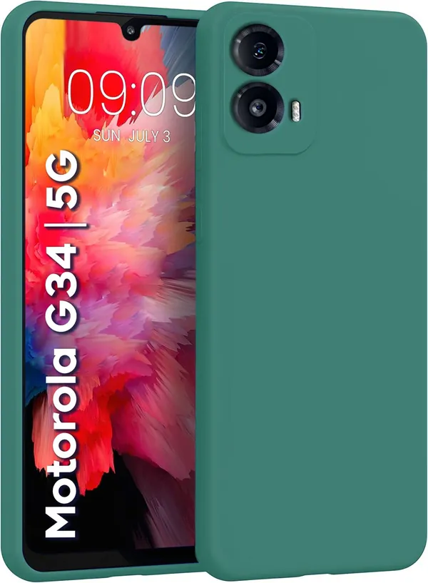 TRUEUPGRADE_Liquid_Silicone_Designed_Back_Case_Cover_for_Motorola_G34_5G_|_Microfiber_Inside_|_Bumper_Back_Cover_Case_for_Motorola_G34_5G_-_Green