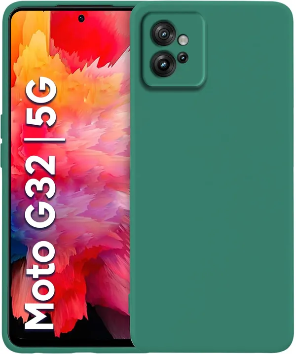 TRUEUPGRADE_Liquid_Silicone_Designed_Back_Case_Cover_for_Motorola_Moto_G32_|_Microfiber_Inside,_Full_Protection_|_Bumper_Back_Cover_Case_for_Motorola_Moto_G32_-_Green
