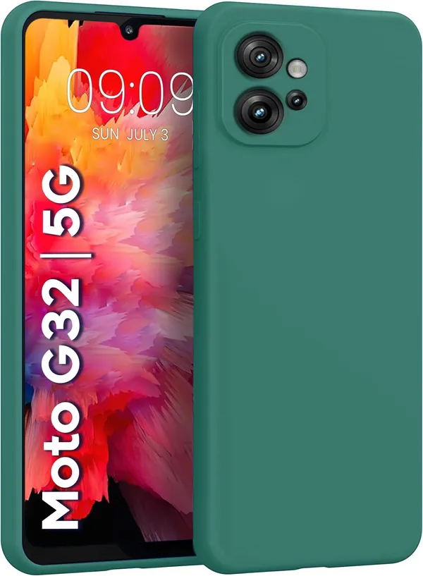 TRUEUPGRADE_Liquid_Silicone_Designed_Back_Case_Cover_for_Motorola_Moto_G32_|_Microfiber_Inside,_Full_Protection_|_Bumper_Back_Cover_Case_for_Motorola_Moto_G32_-_Green