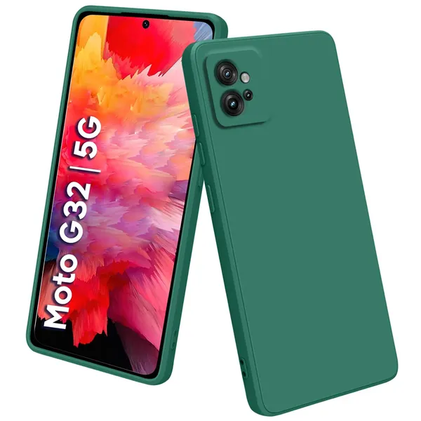 TRUEUPGRADE_Liquid_Silicone_Designed_Back_Case_Cover_for_Motorola_Moto_G32_|_Microfiber_Inside,_Full_Protection_|_Bumper_Back_Cover_Case_for_Motorola_Moto_G32_-_Green