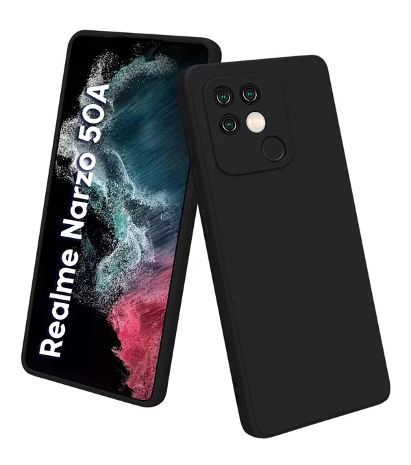TRUEUPGRADE_Liquid_Silicone_Designed_Case_Cover_for_Realme_Narzo_50A_|_Microfiber_Inside_|_360_Degree_Protection_Back_Cover_Case_for_Realme_Narzo_50A_-_Black