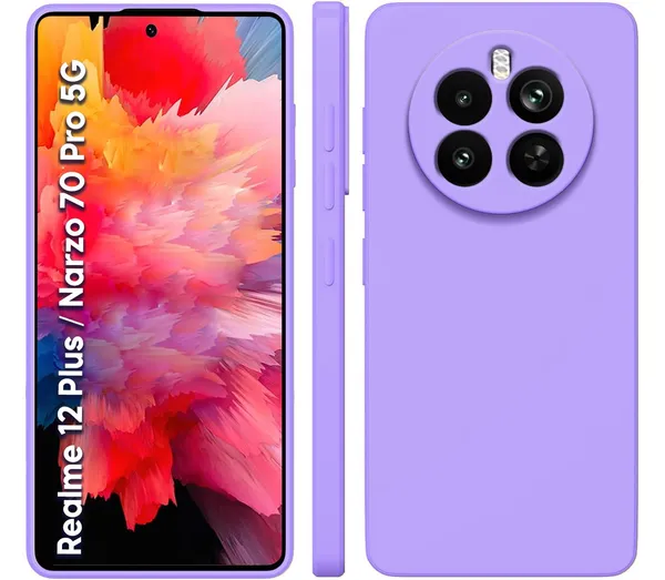 TRUEUPGRADE_Compatible_with_Realme_12_Plus_5G_/_Realme_P1_/_Narzo_70_/_Narzo_70_Pro_Back_Cover_Case,_Liquid_Silicone_Cover,_Full_Body_Protective_Cover_-_Purple