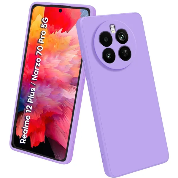 TRUEUPGRADE_Compatible_with_Realme_12_Plus_5G_/_Realme_P1_/_Narzo_70_/_Narzo_70_Pro_Back_Cover_Case,_Liquid_Silicone_Cover,_Full_Body_Protective_Cover_-_Purple