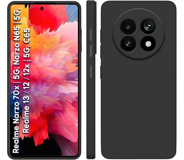 TRUEUPGRADE_Liquid_Silicone_Designed_Back_Case_Cover_for_Realme_Narzo_70x_5G_/_N65_/_Realme_13/12_/_12X_5G_/_C65_5G_|_Microfiber_Inside_|_Bumper_Back_Cover_Case_for_Realme_Narzo_70x_5G_-_Black
