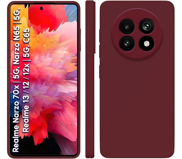 TRUEUPGRADE_Liquid_Silicone_Designed_Back_Case_Cover_for_Realme_Narzo_70x_5G_/_N65_/_Realme_13/12_/_12X_5G_/_C65_5G_|_Microfiber_Inside_|_Bumper_Back_Cover_Case_for_Realme_Narzo_70x_5G_-_Wine