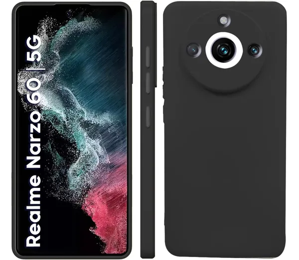 TRUEUPGRADE_Compatible_with_Realme_Narzo_60_5G_5G_Back_Cover_Case,_Liquid_Silicone_Cover,_Full_Body_Protective_Cover,_Shockproof,_Slim_Phone_Cover,_Anti-Scratch_Soft_Microfiber_Lining_-_Black
