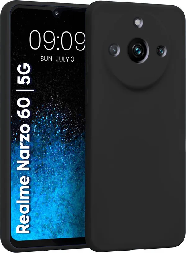 TRUEUPGRADE_Compatible_with_Realme_Narzo_60_5G_5G_Back_Cover_Case,_Liquid_Silicone_Cover,_Full_Body_Protective_Cover,_Shockproof,_Slim_Phone_Cover,_Anti-Scratch_Soft_Microfiber_Lining_-_Black