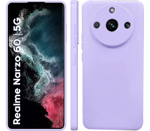 TRUEUPGRADE_Compatible_with_Realme_Narzo_60_5G_5G_Back_Cover_Case,_Liquid_Silicone_Cover,_Full_Body_Protective_Cover,_Shockproof,_Slim_Phone_Cover,_Anti-Scratch_Soft_Microfiber_Lining_-_Light_Purple