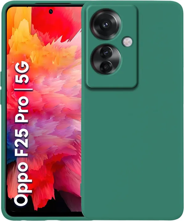 TRUEUPGRADE_Compatible_with_Oppo_F25_Pro_5G_Back_Cover_Case,_Liquid_Silicone_Cover,_Full_Body_Protective_Cover,_Shockproof,_Slim_Phone_Cover,_Anti-Scratch_Soft_Microfiber_Lining_-_Green