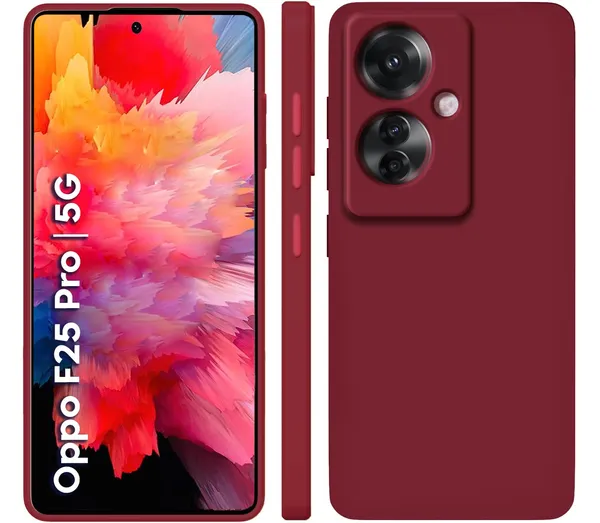 TRUEUPGRADE_Compatible_with_Oppo_F25_Pro_5G_Back_Cover_Case,_Liquid_Silicone_Cover,_Full_Body_Protective_Cover,_Shockproof,_Slim_Phone_Cover,_Anti-Scratch_Soft_Microfiber_Lining_-_Wine