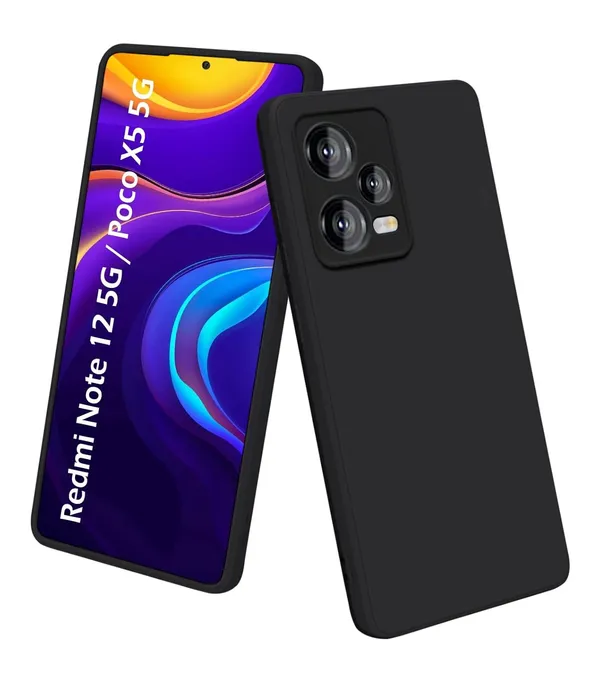TRUEUPGRADE_Liquid_Silicone_Designed_Back_Case_Cover_for_Mi_Redmi_Note_12_5G_/_Poco_X5_5G_|_Microfiber_Inside_|_Bumper_Back_Cover_Case_for_Mi_Redmi_Note_12_5G_/_Poco_X5_5G_-_Black