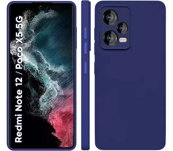 TRUEUPGRADE_Liquid_Silicone_Designed_Back_Case_Cover_for_Mi_Redmi_Note_12_5G_/_Poco_X5_5G_|_Microfiber_Inside_|_Bumper_Back_Cover_Case_for_Mi_Redmi_Note_12_5G_/_Poco_X5_5G_-_Blue