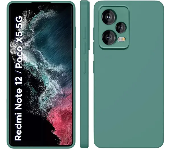 TRUEUPGRADE_Liquid_Silicone_Designed_Back_Case_Cover_for_Mi_Redmi_Note_12_5G_/_Poco_X5_5G_|_Microfiber_Inside_|_Bumper_Back_Cover_Case_for_Mi_Redmi_Note_12_5G_/_Poco_X5_5G_-_Green