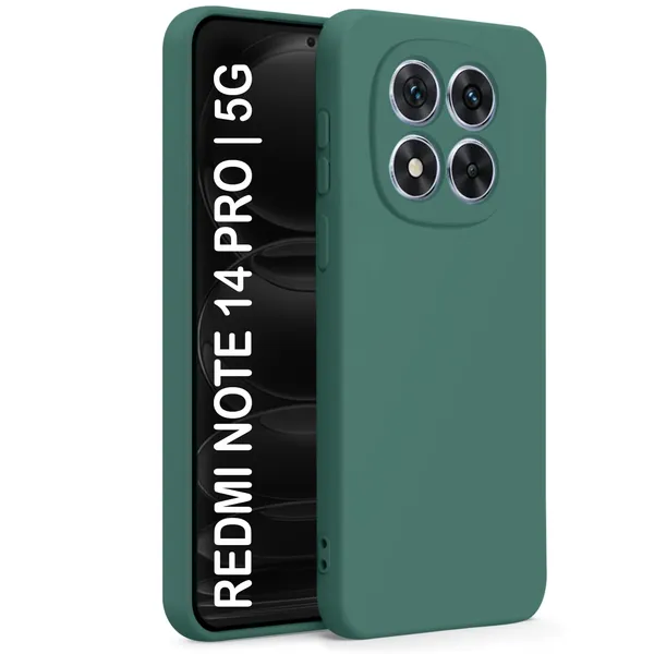 TRUEUPGRADE_Compatible_with_Mi_Redmi_Note_14_Pro_/_14_Pro_Plus_5G_Back_Cover_Case,_Liquid_Silicone_Cover,_Full_Body_Protective_Cover,_Shockproof,_Anti-Scratch_Soft_Microfiber_Lining_-_Green
