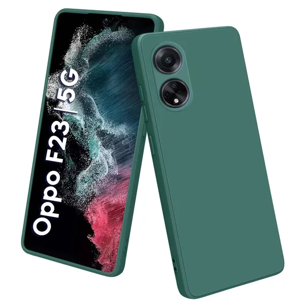 TRUEUPGRADE_Liquid_Silicone_Designed_Back_Case_Cover_for_Oppo_F23_5G_|_Microfiber_Inside_|_Bumper_Back_Cover_Case_for_Oppo_F23_5G_-_Green