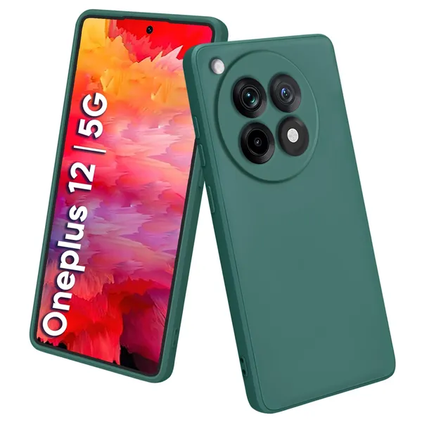 TRUEUPGRADE_Compatible_with_OnePlus_12_5G_Back_Cover_Case,_Liquid_Silicone_Cover,_Full_Body_Protective_Cover,_Shockproof,_Slim_Phone_Cover,_Anti-Scratch_Soft_Microfiber_Lining_-_Green