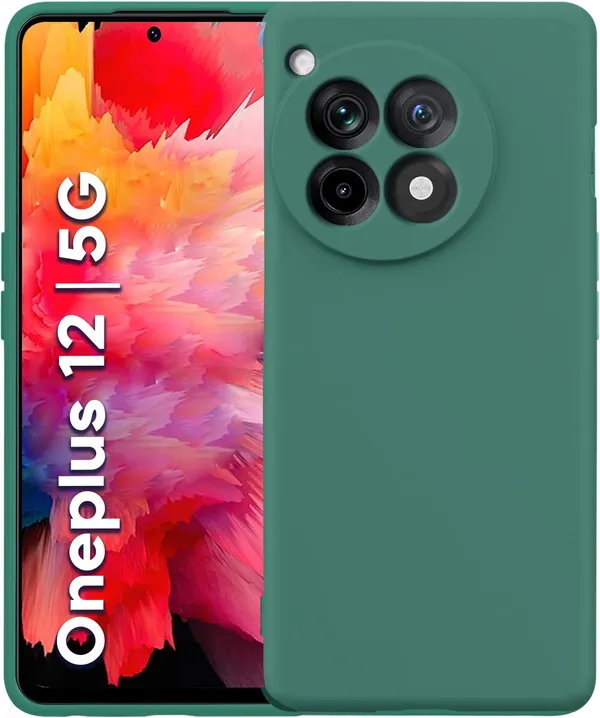 TRUEUPGRADE_Compatible_with_OnePlus_12_5G_Back_Cover_Case,_Liquid_Silicone_Cover,_Full_Body_Protective_Cover,_Shockproof,_Slim_Phone_Cover,_Anti-Scratch_Soft_Microfiber_Lining_-_Green