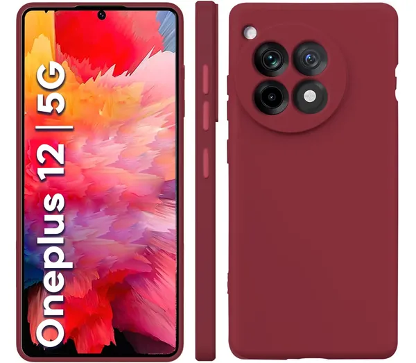 TRUEUPGRADE_Compatible_with_OnePlus_12_5G_Back_Cover_Case,_Liquid_Silicone_Cover,_Full_Body_Protective_Cover,_Shockproof,_Slim_Phone_Cover,_Anti-Scratch_Soft_Microfiber_Lining_-_Wine