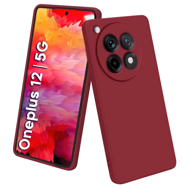 TRUEUPGRADE_Compatible_with_OnePlus_12_5G_Back_Cover_Case,_Liquid_Silicone_Cover,_Full_Body_Protective_Cover,_Shockproof,_Slim_Phone_Cover,_Anti-Scratch_Soft_Microfiber_Lining_-_Wine