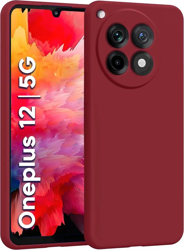 TRUEUPGRADE_Compatible_with_OnePlus_12_5G_Back_Cover_Case,_Liquid_Silicone_Cover,_Full_Body_Protective_Cover,_Shockproof,_Slim_Phone_Cover,_Anti-Scratch_Soft_Microfiber_Lining_-_Wine